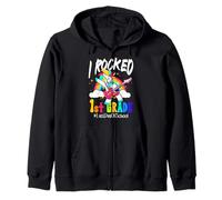 I Rocked 1st Grade Unicorn Guitar Last Day Of School Zip Hoodie