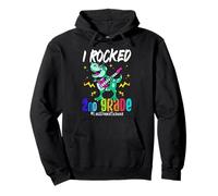 I Rocked 2nd Grade T-Rex Dinosaur Guitar Last Day Of School Pullover Hoodie
