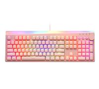 i-rocks K71M RGB Mechanical Gaming Keyboard with Media Control Knob, Gateron Switches (Brown), 104 Keys w/Full NKRO, PBT Keycaps, Multimedia Hotkeys, Detachable USB-C Cable and Onboard Storage, Pink
