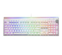 i-rocks K71M RGB Mechanical Gaming Keyboard with Media Control Knob, Gateron Switches (Red), 104 Keys w/Full NKRO, PBT Keycaps, Multimedia Hotkeys, Detachable USB-C Cable and Onboard Storage, White