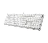 i-rocks K74M Illuminated Mechanical Keyboard - with Gateron hot swappable switches - 107keys, USB-C Detachable Cable, PBT Double Shot keycaps- with Smart Wheel Mode Under Windows 10 - White