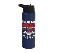 I rub My Meat While Thinking of Big Racks Funny Barbeque Stainless Steel Insulated Water Bottle