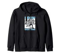 I Run Faster When It Rains - Funny Running Zip Hoodie