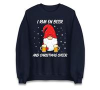 I Run on Beer and Christmas Cheer Christmas Jumper, Santa Clause Sweatshirt, Xmas Festive Gift Top