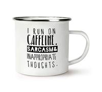 I Run On Caffeine Sarcasm Inappropriate Thoughts Retro Enamel Mug Cup