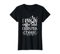 I Run On Coffee and Christmas Cheer Funny Caffeine Lover Value Graphic T-Shirt, Women, Black, M