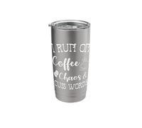 I Run On Coffee Chaos and Cuss Words Funny Coffee Lover Stainless Steel Insulated Tumbler