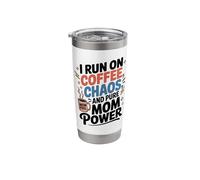 I Run On Coffee Chaos and Mom Power Stainless Steel Insulated Tumbler