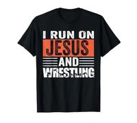I Run On Jesus and Wrestling Retro Christian T-Shirt