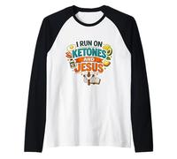 I Run On Ketones and Jesus Christ Christian Ketogenic Keto Raglan Baseball Tee
