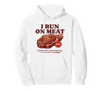 I Run On Meat Carbs Conspiracy Funny Keto Carnivore BBQ Pullover Hoodie