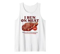 I Run On Meat Carbs Conspiracy Funny Keto Carnivore BBQ Tank Top