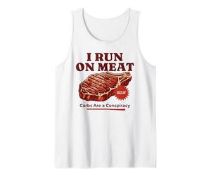 I Run On Meat Carbs Conspiracy Funny Keto Carnivore BBQ Tank Top