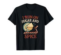 I Run on Sugar and Spice Candy Cane Treadmill Foodie novelty T-Shirt
