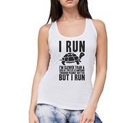 I Run Slow Turtle Funny Running Women's Vest - white Large