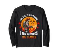 I Run Towards The Flames Firefighter Fire Truck Fire Rescuer Long Sleeve T-Shirt