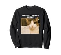 I Rushed Through My Test Funny Test Day Student Cat Meme Sweatshirt