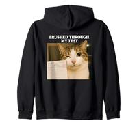 I Rushed Through My Test Funny Test Day Student Cat Meme Zip Hoodie