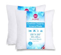 I&S Home Cushion Inners 26” x 26” Cushion Inserts 65cm x 65cm - Pack of 2 Cushion Pads Filler - Extra Deep Filled Bounce Back 65x65 Cushion Insert - Anti-Allergy Large Sofa Cushions 26x26 (65x65cm)