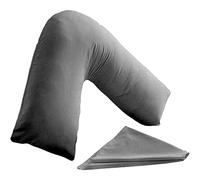 I&S Home Orthopaedic V Pillow with Charcoal Pillowcase - Comfortable V Shaped Pillow - Maternity and Pregnancy Support Pillow, Extra Filled Hollowfibre Soft Support for Neck, Back & Shoulder