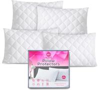 I&S HOME Pillow Protectors 4 Pack - 50x75cm Quilted Zipped Pillow Protectors, Hypoallergenic Breathable Soft Pillow Covers - Zippered Pillow Cases White
