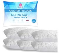 I&S Home Quilted Pillows 6 Pack Hotel Quality Soft Support Bed Pillows - Premium Polycotton Cover, Bounce Back & Extra Filling - Perfect Pillows for Side & Back Sleepers | 50x75 cm (6 Pack)