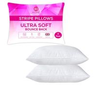 I&S Home Stripe Pillows 2 Pack Hotel Quality Soft Support Bed Pillows - Premium Polycotton Cover, Bounce Back & Extra Filling - Perfect Pillows for Front, Side & Back Sleepers | 50x75 cm (2 Pack)