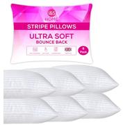 I&S Home Stripe Pillows 6 Pack Hotel Quality Soft Support Bed Pillows - Premium Polycotton Cover, Bounce Back & Extra Filling - Perfect Pillows for Front, Side & Back Sleepers | 50x75 cm (6 Pack)
