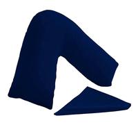 I&S Home V Shaped Pillow with Navy Pillowcase - Comfortable Triangle Pillow - Orthopaedic, Maternity and Pregnancy Support Pillow, Extra Filled Hollowfibre Soft Support for Neck, Back & Shoulder