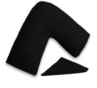 I&S Home V Shaped Pillow with Pillowcase - Comfortable Pregnancy, Maternity and Orthopaedic Support V Pillow, Extra Filled Hollowfibre Soft Support for Neck, Back & Shoulder - Microfiber (Black)