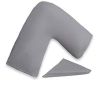 I&S Home V Shaped Pillow with Pillowcase - Comfortable Pregnancy, Maternity and Orthopaedic Support V Pillow, Extra Filled Hollowfibre Soft Support for Neck, Back & Shoulder - Microfiber (Grey)