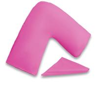 I&S Home V Shaped Pillow with Pillowcase - Comfortable Pregnancy, Maternity and Orthopaedic Support V Pillow, Extra Filled Hollowfibre Soft Support for Neck, Back & Shoulder - Microfiber (Pink)