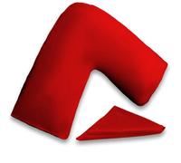 I&S Home V Shaped Pillow with Pillowcase - Comfortable Pregnancy, Maternity and Orthopaedic Support V Pillow, Extra Filled Hollowfibre Soft Support for Neck, Back & Shoulder - Microfiber (Red)