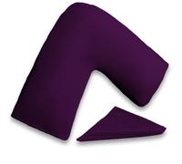 I&S Home V Shaped Pillow with Pillowcase - Comfortable Pregnancy, Maternity and Orthopaedic Support V Pillow, Extra Filled Hollowfibre Soft Support for Neck, Back & Shoulder - Microfiber (Plum)