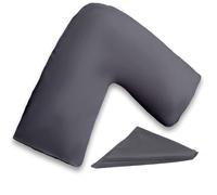 I&S Home V Shaped Pillow with Pillowcase - Comfortable Pregnancy, Maternity and Orthopaedic Support V Pillow, Extra Filled Hollowfibre Soft Support for Neck, Back & Shoulder - Microfiber (Charcoal)