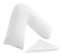 I&S Home V Shaped Pillow with White Pillowcase - Comfortable Triangle Pillow - Orthopaedic, Maternity and Pregnancy Support Pillow, Extra Filled Hollowfibre Soft Support for Neck, Back & Shoulder