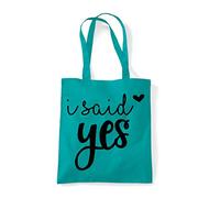 I Said Yes Engagement Wedding Statement cotton tote shopping bag - Emerald