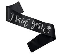 I Said Yes Sash for Women, Engagement Proposal Bachelorette Party Sash for Bridal Shower Wedding Party Favors Accessories Supplies Engagement Gifts for Bride to Be,Black Silver