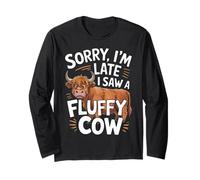 I Saw A Fluffy Cow Farm Farmer Scottish Highland Cows Long Sleeve T-Shirt
