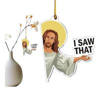 I Saw That Jesus Sign - Jesus Acrylic 2D Decoration for Christmas Tree | Christmas Tree Pendant for Rear View Mirrorr, Charm for Women Men Coworkers Mom Automotive Accessories Christmas
