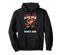 I Saw The Blood Moon 2026 Howling Wolves Retro Graphic Pullover Hoodie