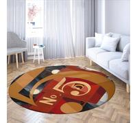 I Saw the Figure 5 in Gold by Charles Demuth Washable Soft Circle Rugs Abstract Non-slip Foldable Low Pile Round Carpet for Office Study 122cm(Round)