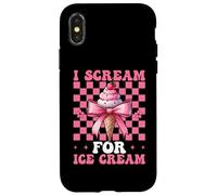 I Scream For Ice Cream Cone Girl Mom Pink Coquette Bow Case for iPhone X/XS