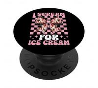 I Scream For Ice Cream Cone Girl Mom Pink Coquette Bow PopSockets Adhesive PopGrip