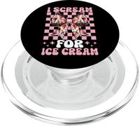 I Scream For Ice Cream Cone Girl Mom Pink Coquette Bow PopSockets PopGrip for MagSafe