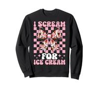 I Scream For Ice Cream Cone Girl Mom Pink Coquette Bow Sweatshirt