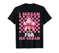I Scream for Ice Cream Cone Girl Mom Pink Coquette Bow T-Shirt
