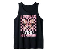 I Scream for Ice Cream Cone Girl Mom Pink Coquette Bow Tank Top