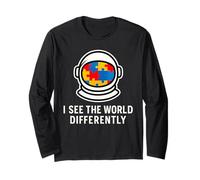 I See The World Differently Autism Astronaut Puzzle Long Sleeve T-Shirt
