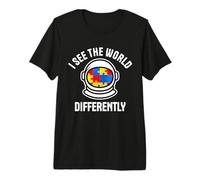 I See The World Differently Autism Astronaut Puzzle Premium T-Shirt
